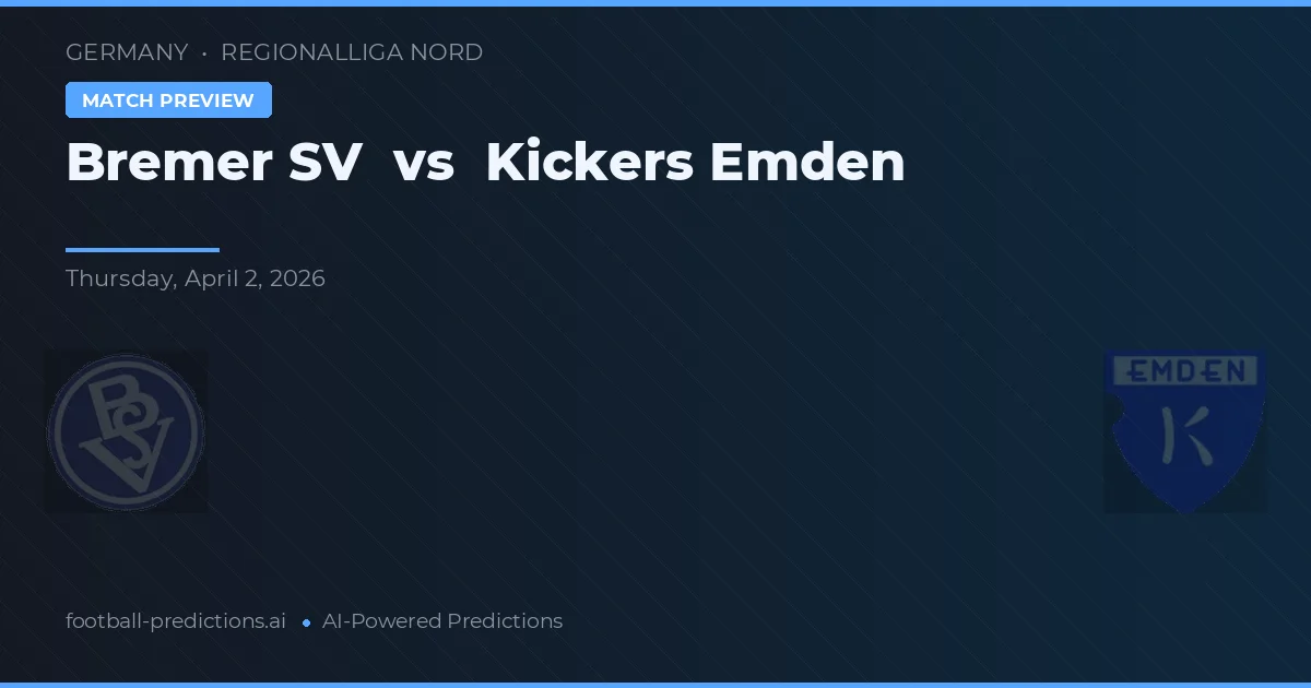 Bremer SV vs Kickers Emden — prognóstico e prévia do jogo