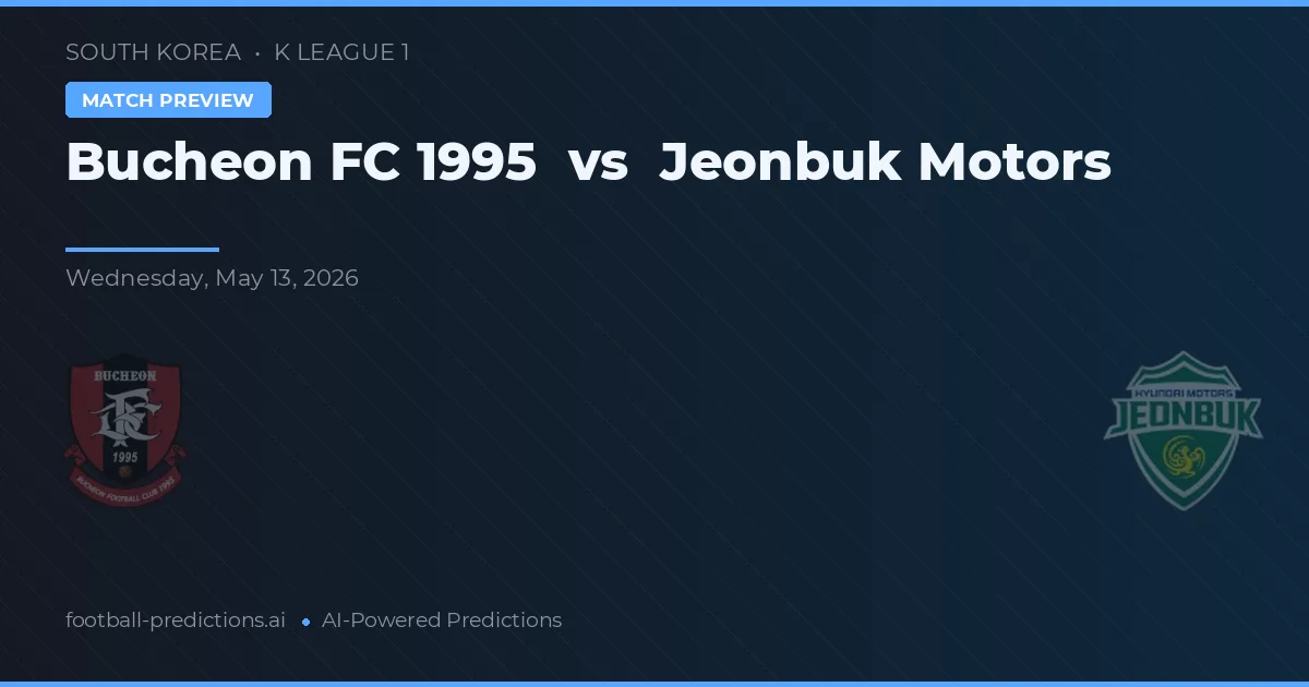 Bucheon FC 1995 vs Jeonbuk Hyundai Motors — prognóstico e prévia do jogo