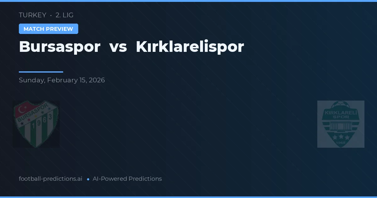 Bursaspor vs Kırklarelispor — prognóstico e prévia do jogo