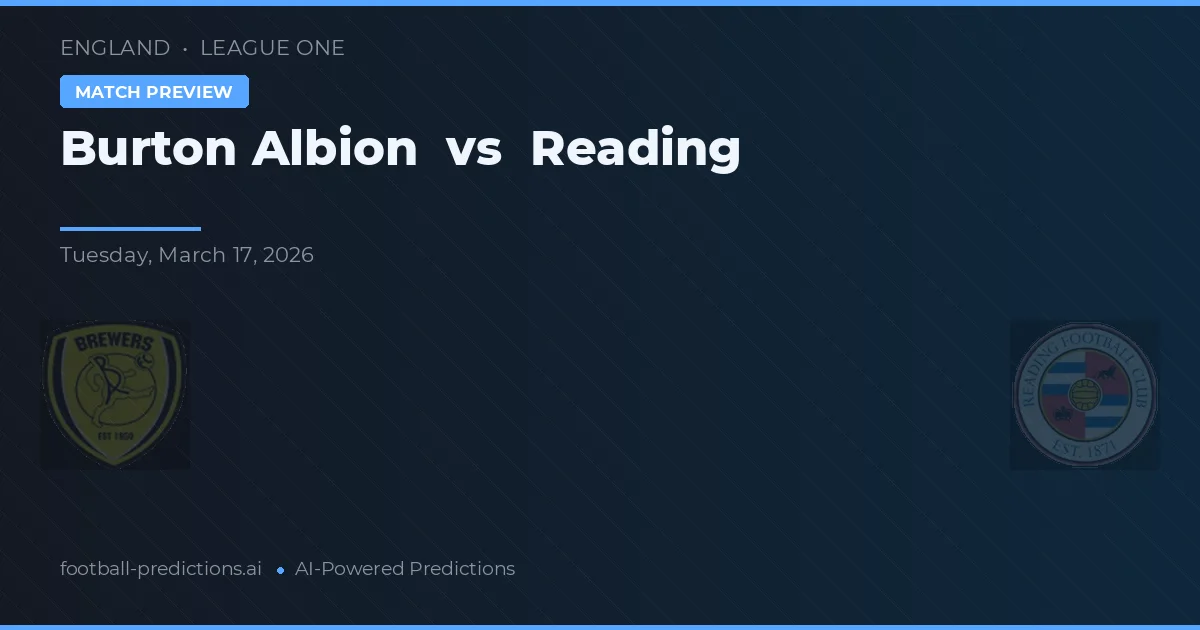 Burton Albion vs Reading — prognóstico e prévia do jogo