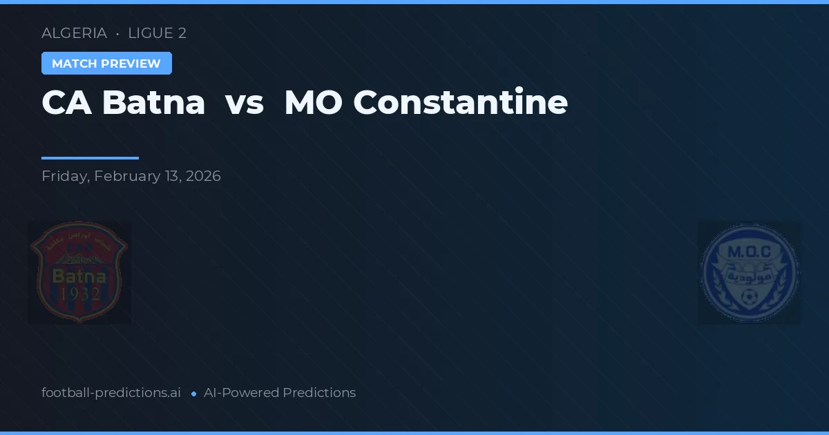CA Batna vs MO Constantine — prognóstico e prévia do jogo