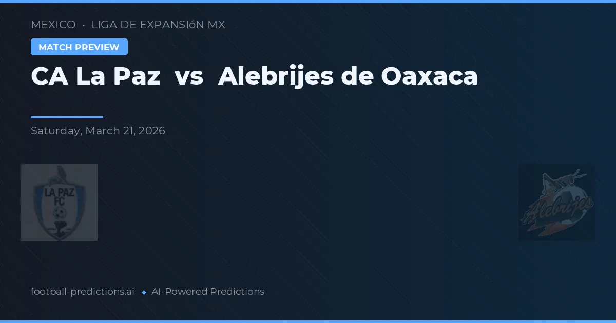 CA La Paz vs Alebrijes de Oaxaca — prognóstico e prévia do jogo