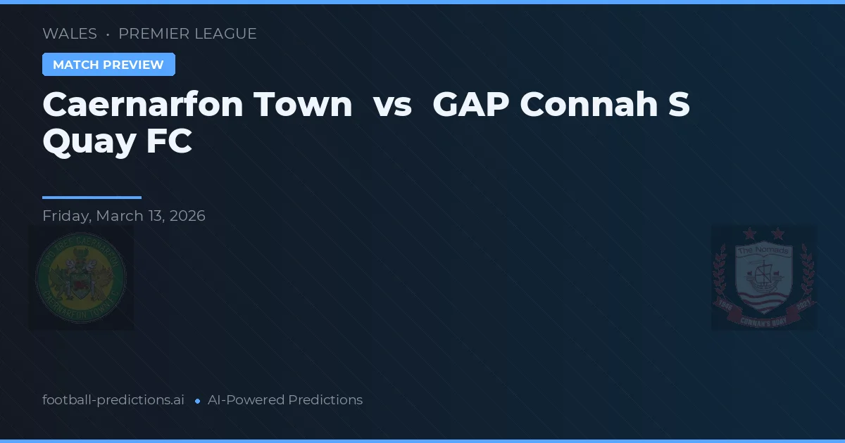 Caernarfon Town vs GAP Connah's Quay FC — prognóstico e prévia do jogo