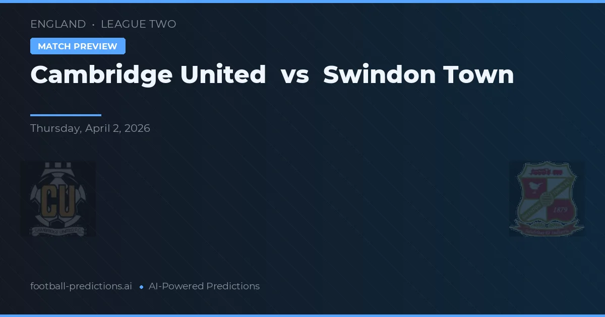 Cambridge United vs Swindon Town — prognóstico e prévia do jogo