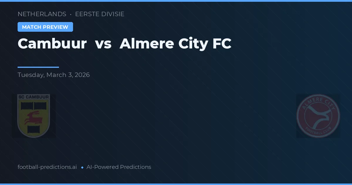 Cambuur vs Almere City FC — prognóstico e prévia do jogo
