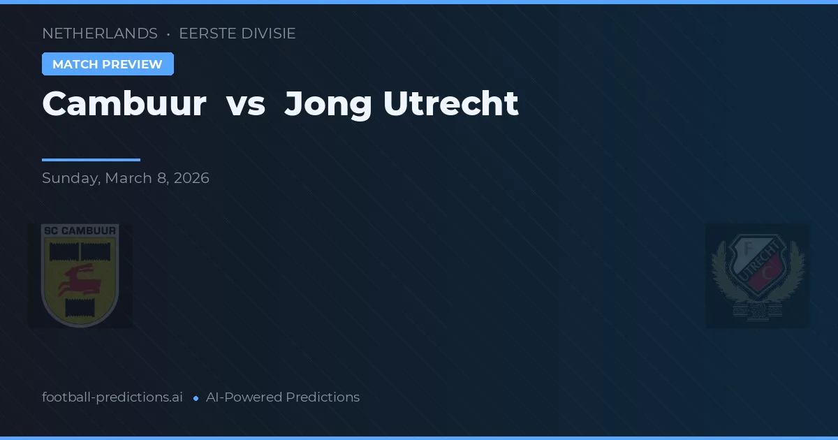 Cambuur vs Jong Utrecht — prognóstico e prévia do jogo