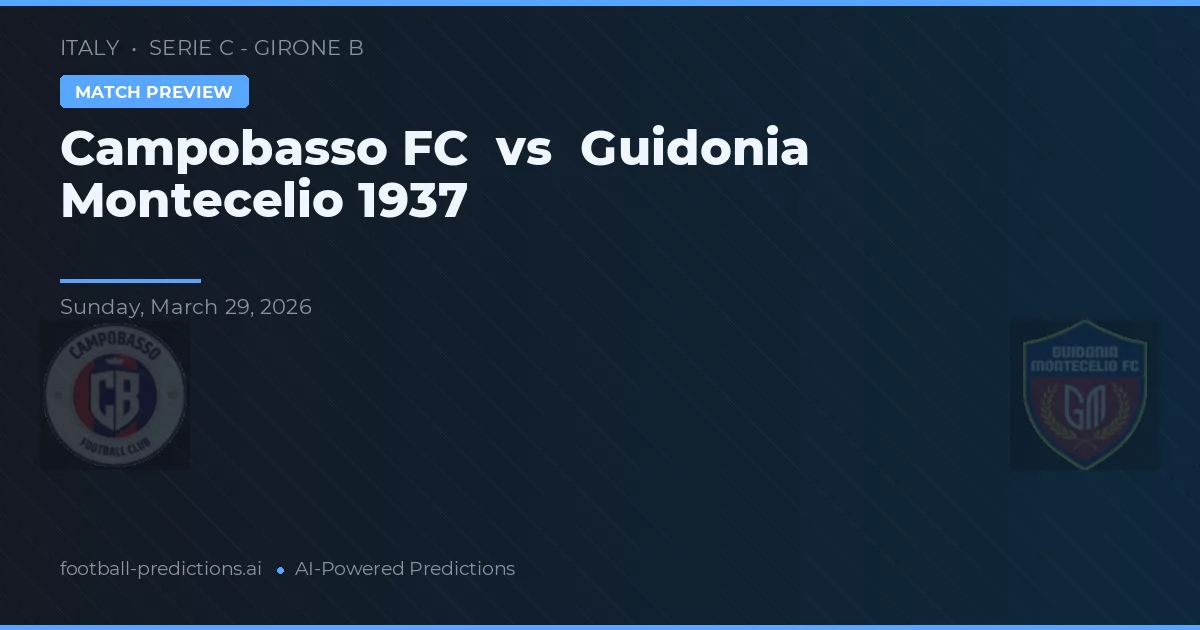 Campobasso FC vs Guidonia Montecelio 1937 — prognóstico e prévia do jogo