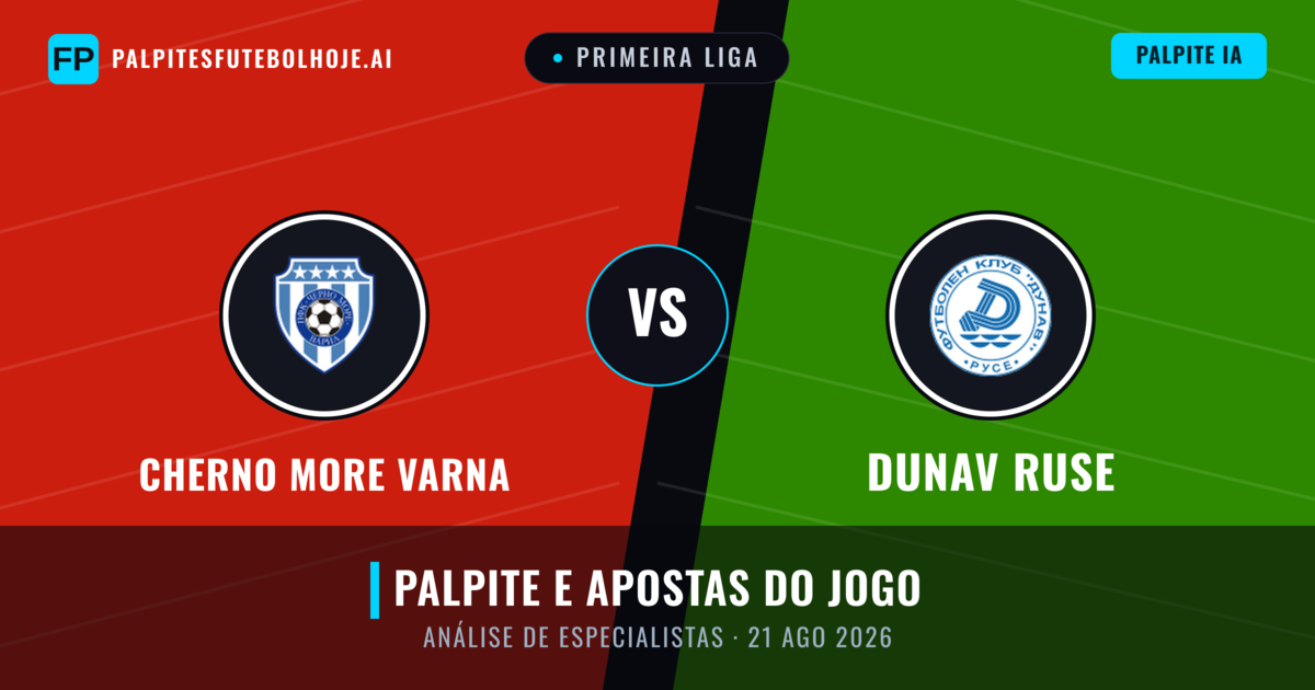 Cherno More Varna vs Dunav Ruse — prognóstico e prévia do jogo