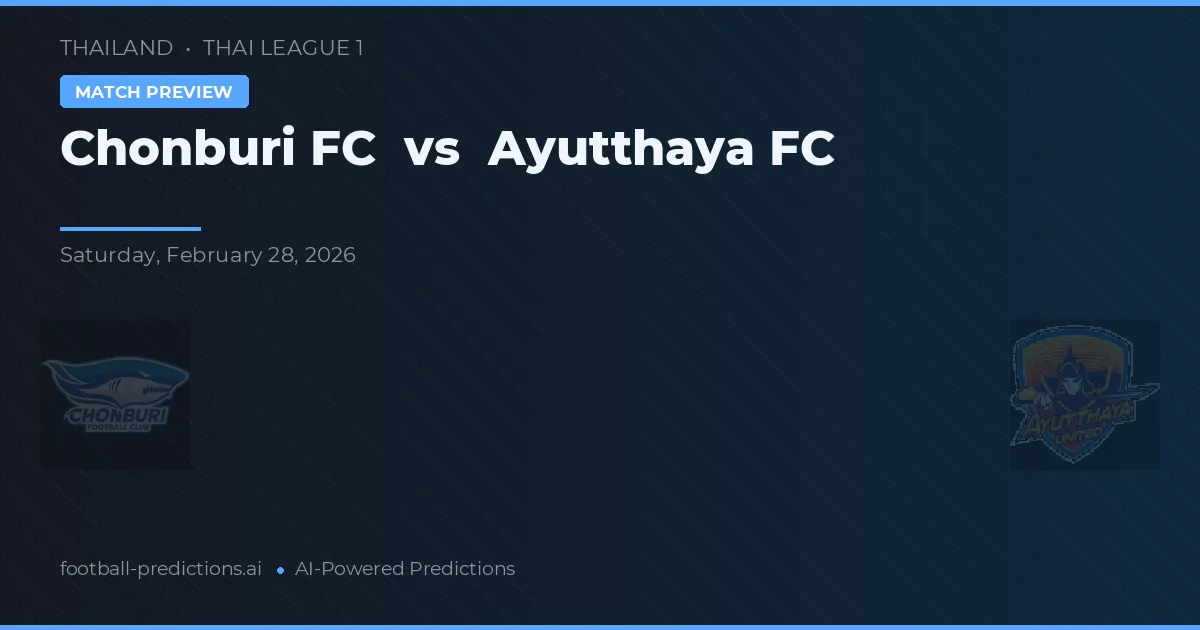 Chonburi FC vs Ayutthaya FC — prognóstico e prévia do jogo