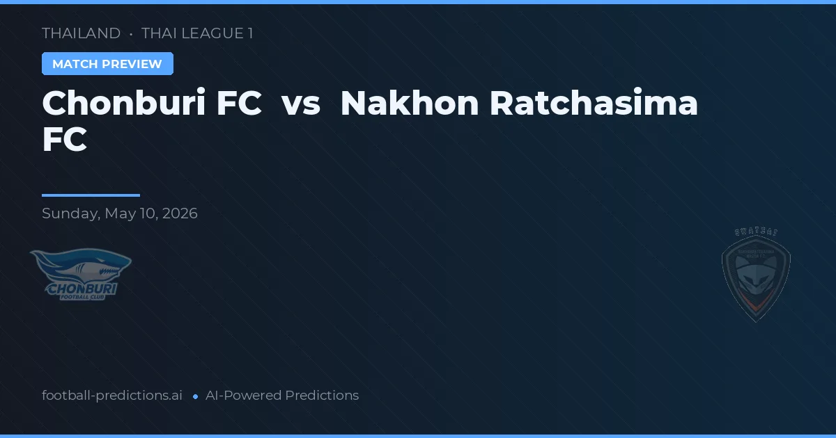 Chonburi FC vs Nakhon Ratchasima FC — prognóstico e prévia do jogo