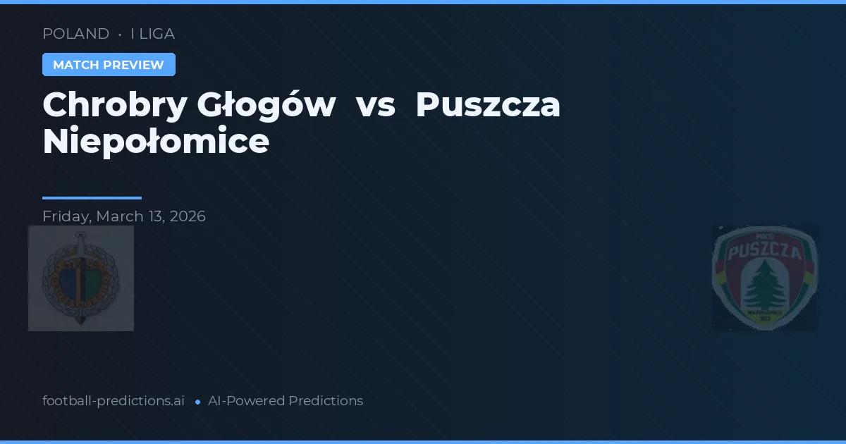 Chrobry Głogów vs Puszcza Niepołomice — prognóstico e prévia do jogo