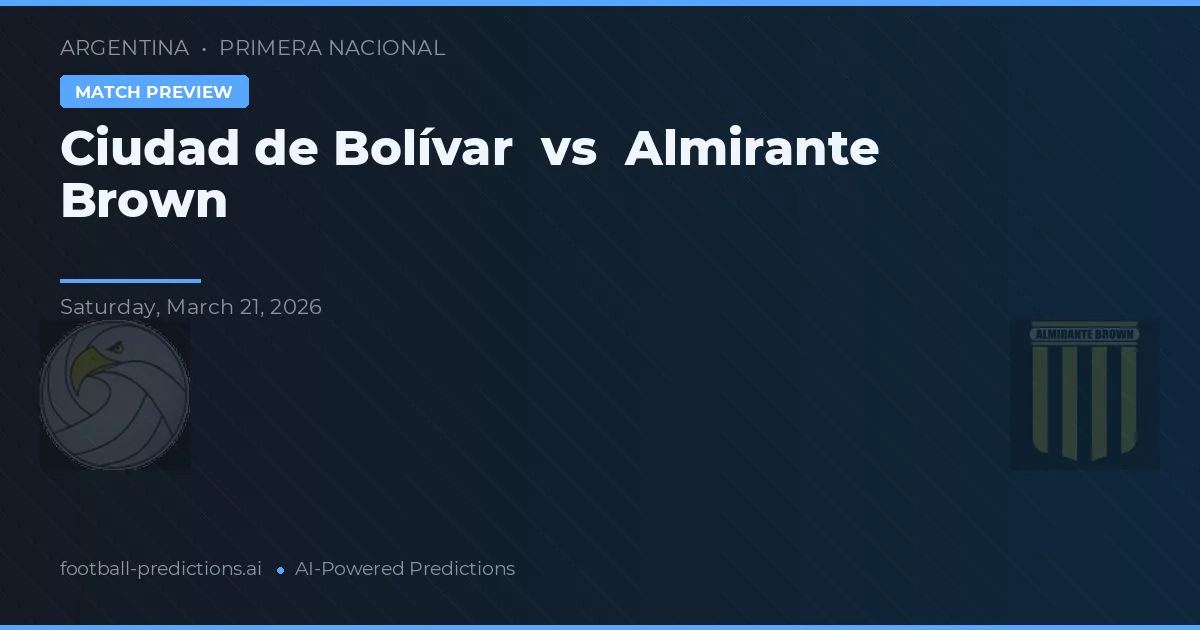 Ciudad de Bolívar vs Almirante Brown — prognóstico e prévia do jogo