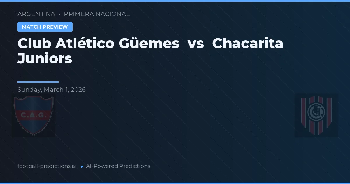 Club Atlético Güemes vs Chacarita Juniors — prognóstico e prévia do jogo