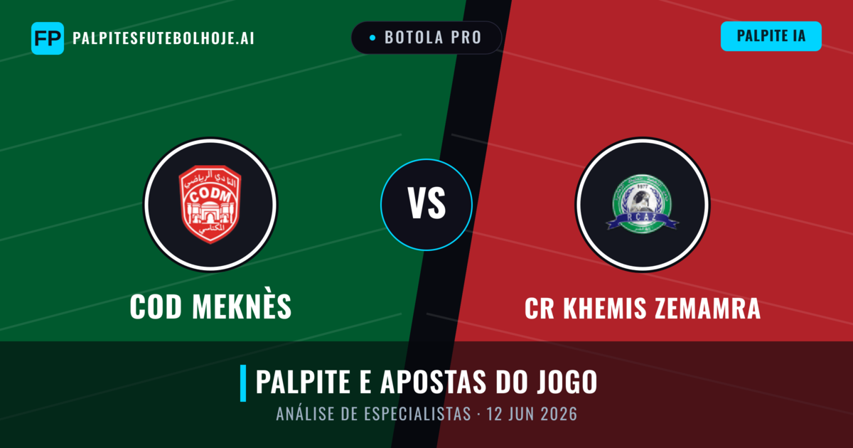 COD Meknès vs CR Khemis Zemamra — prognóstico e prévia do jogo