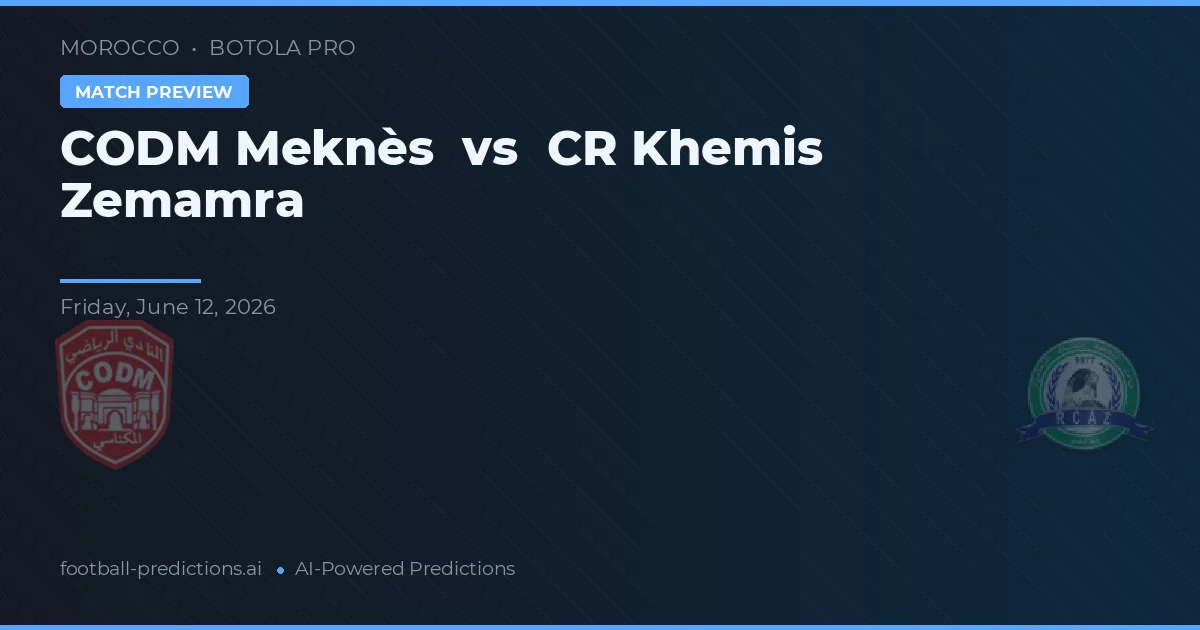 COD Meknès vs CR Khemis Zemamra — prognóstico e prévia do jogo