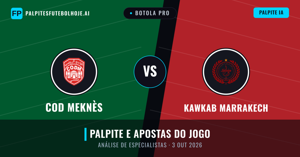 COD Meknès vs Kawkab Marrakech — prognóstico e prévia do jogo