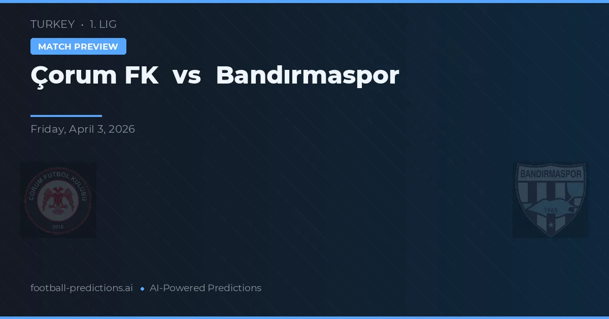 Çorum FK vs Bandırmaspor — prognóstico e prévia do jogo