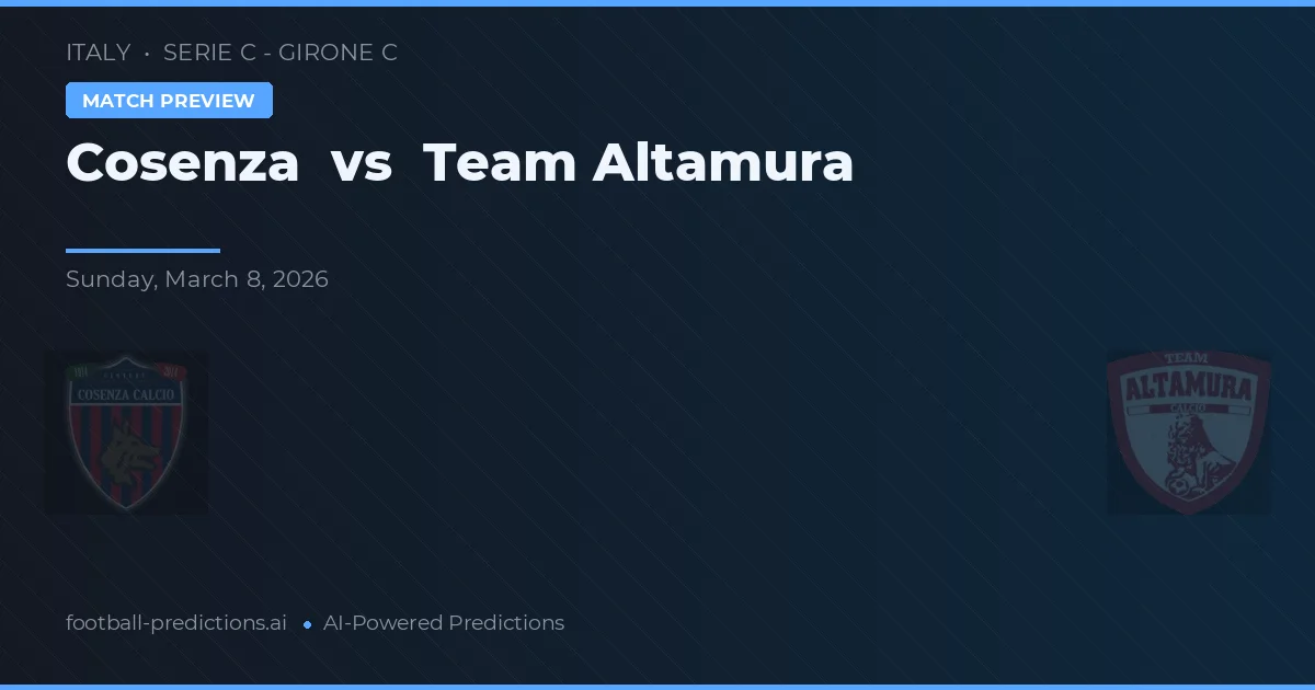 Cosenza vs Team Altamura — prognóstico e prévia do jogo
