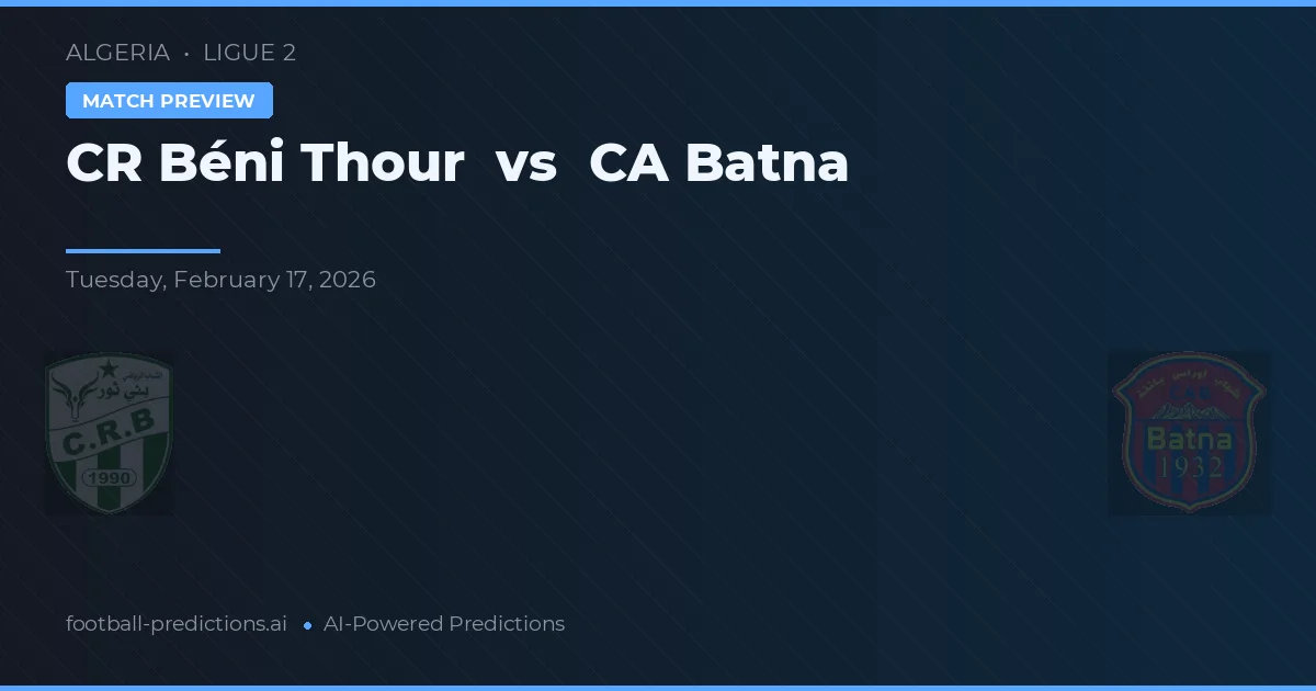 CR Beni Thour vs CA Batna — prognóstico e prévia do jogo
