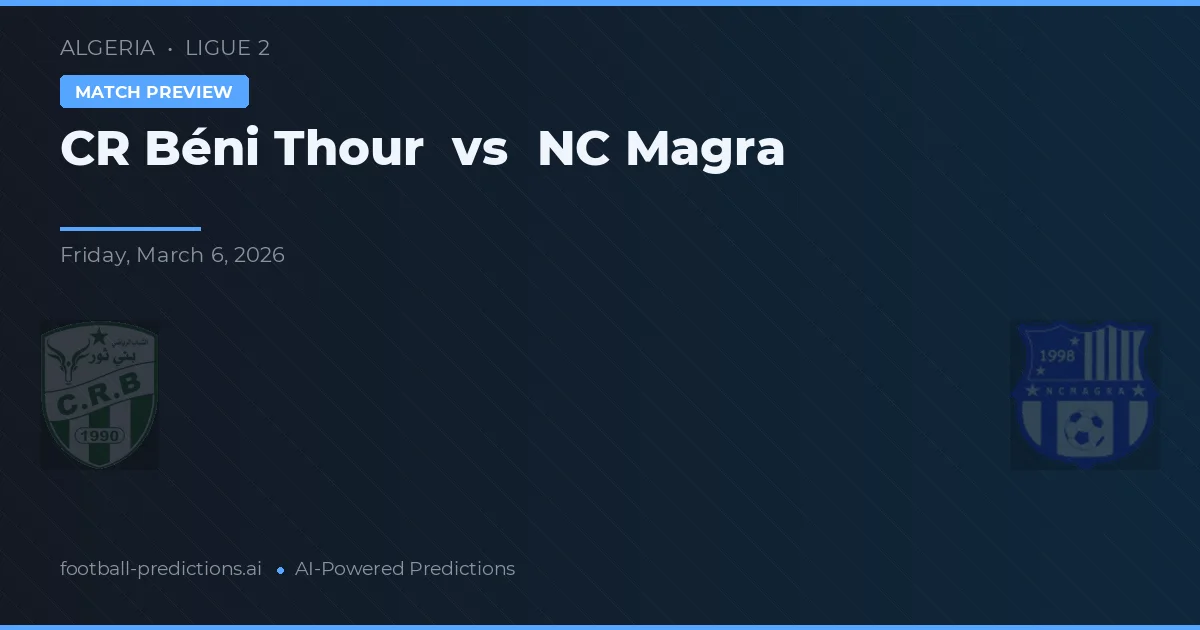 CR Beni Thour vs NC Magra — prognóstico e prévia do jogo