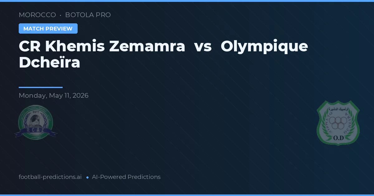 CR Khemis Zemamra vs Olympique Dcheïra — prognóstico e prévia do jogo