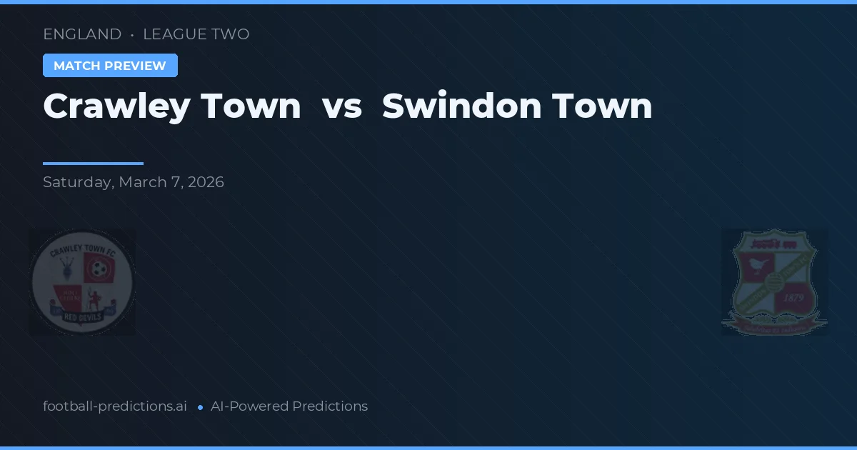 Crawley Town vs Swindon Town — prognóstico e prévia do jogo