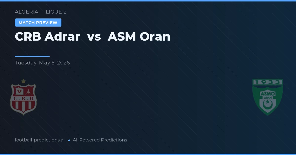 CRB Adrar vs ASM Oran — prognóstico e prévia do jogo