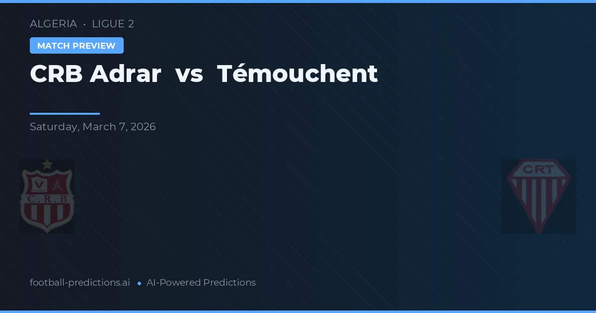 CRB Adrar vs Témouchent — prognóstico e prévia do jogo