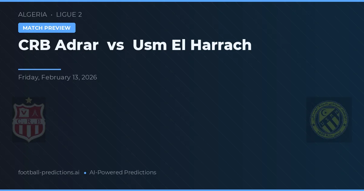 CRB Adrar vs USM El Harrach — prognóstico e prévia do jogo
