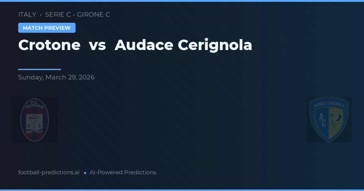 Crotone vs Audace Cerignola — prognóstico e prévia do jogo