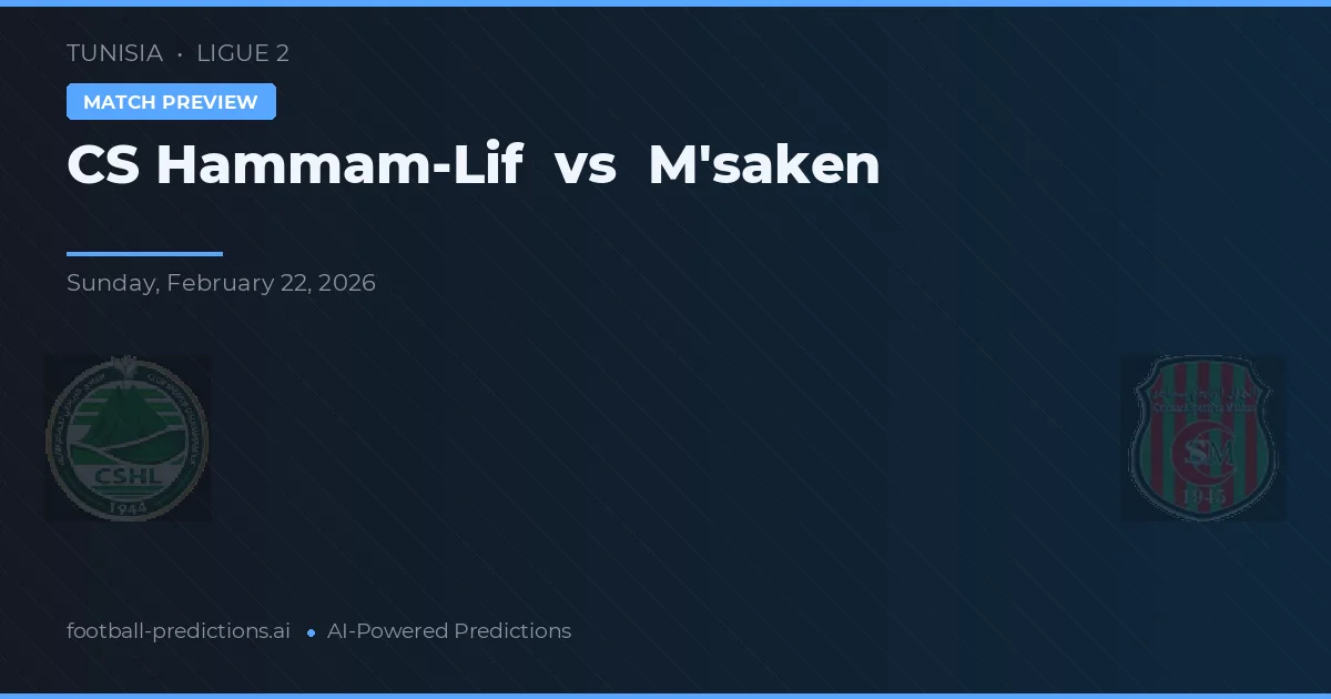 CS Hammam-Lif vs M'saken — prognóstico e prévia do jogo