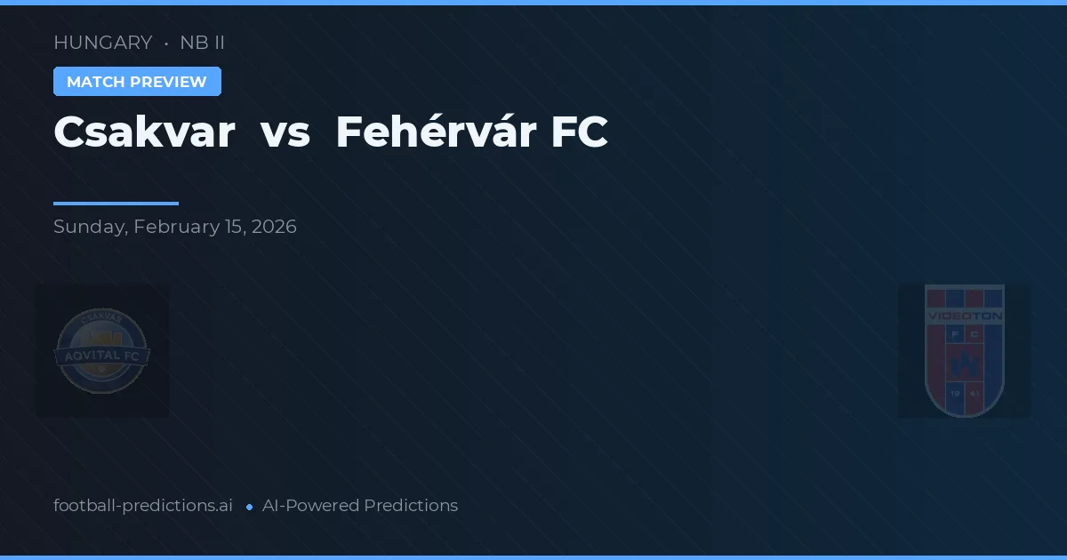 Csákvár vs Fehérvár FC — prognóstico e prévia do jogo