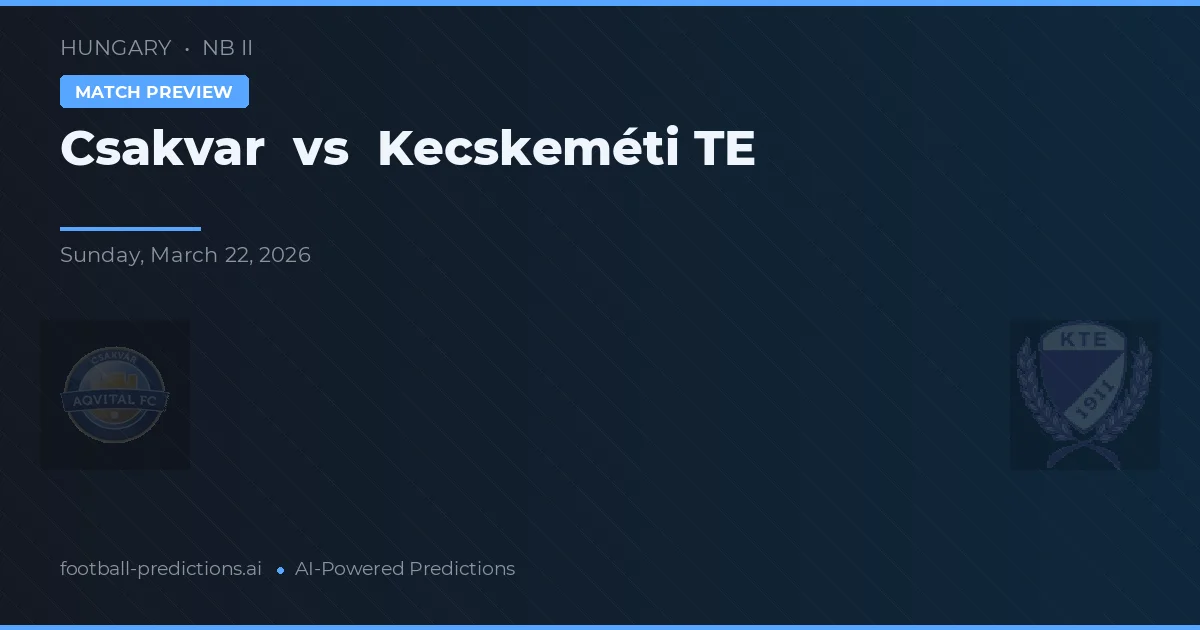 Csákvár vs Kecskeméti TE — prognóstico e prévia do jogo