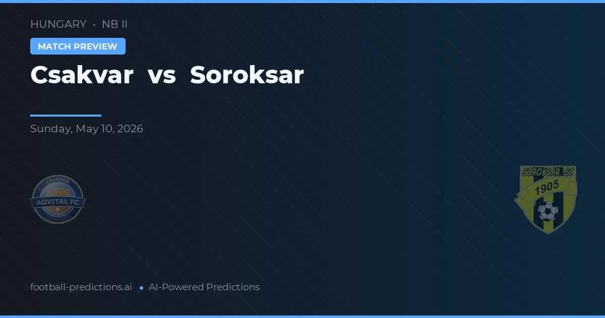 Csákvár vs Soroksár — prognóstico e prévia do jogo