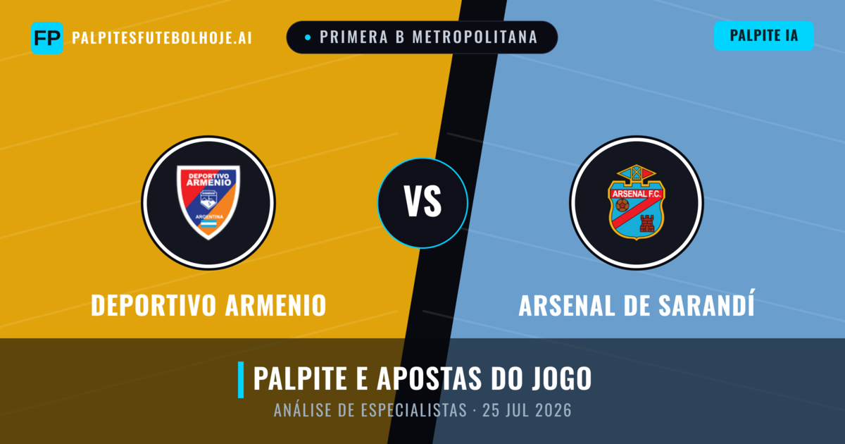 Deportivo Armenio vs Arsenal de Sarandí — prognóstico e prévia do jogo