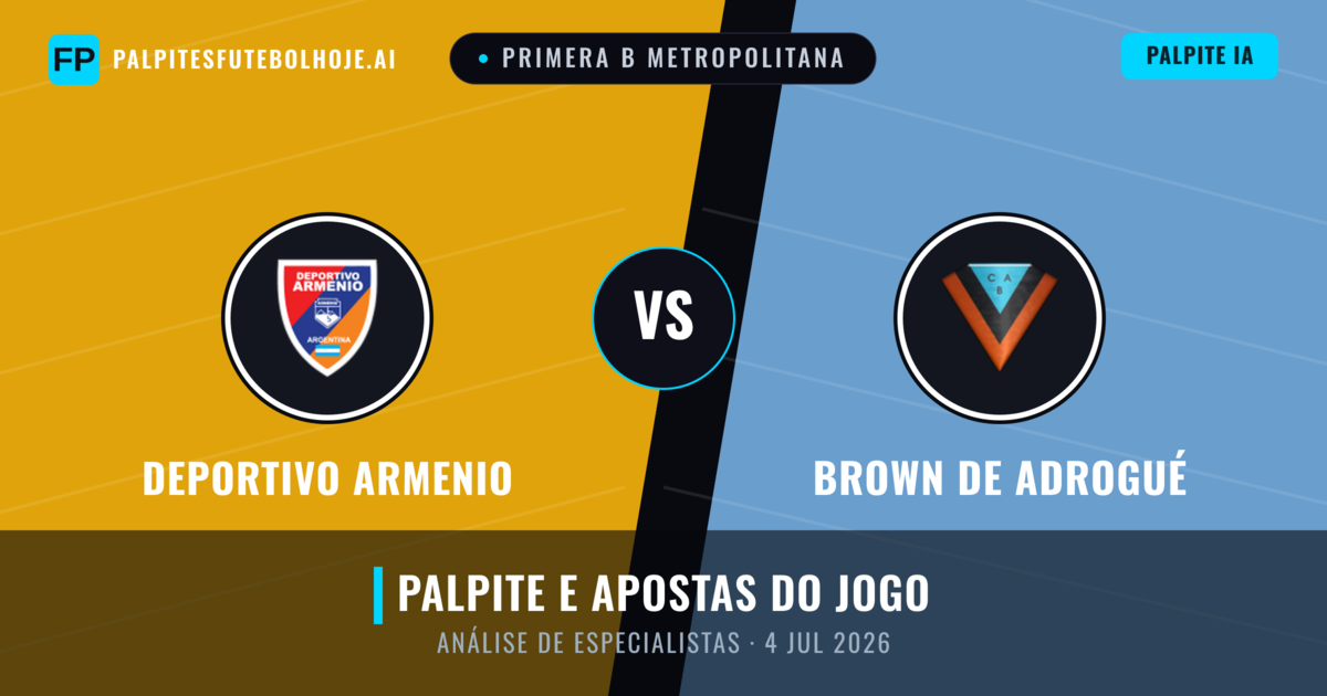 Deportivo Armenio vs Brown de Adrogué — prognóstico e prévia do jogo