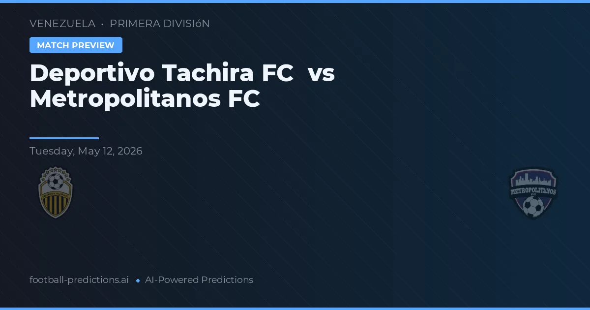 Deportivo Táchira vs Metropolitanos FC — prognóstico e prévia do jogo