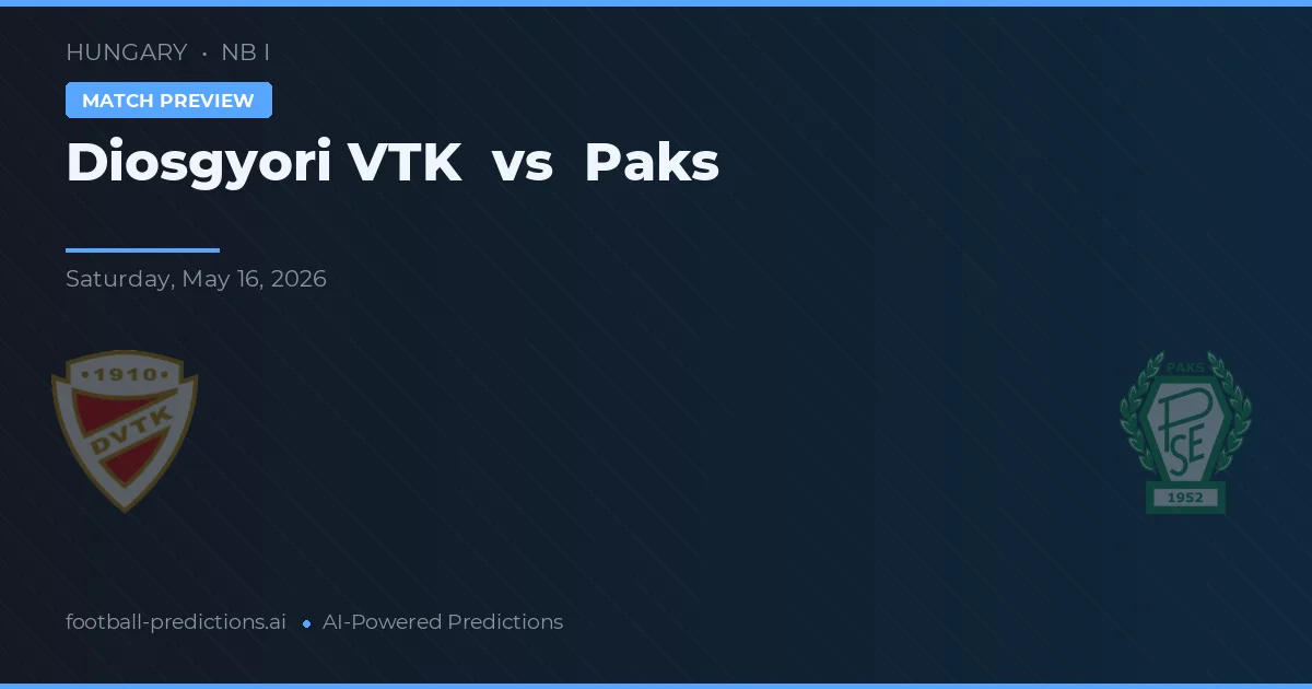 Diosgyőri VTK vs Paks — prognóstico e prévia do jogo