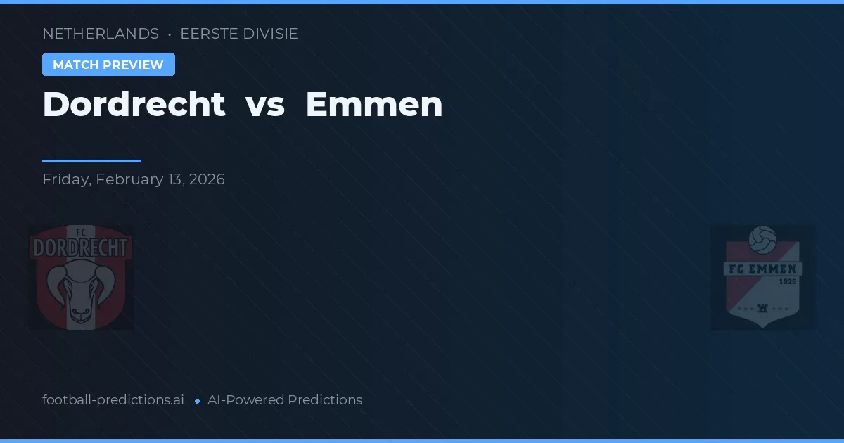 Dordrecht vs Emmen — prognóstico e prévia do jogo
