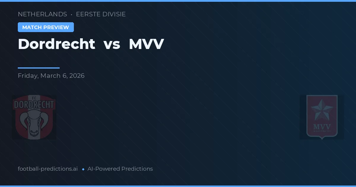 Dordrecht vs MVV — prognóstico e prévia do jogo
