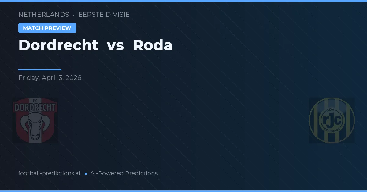 Dordrecht vs Roda JC — prognóstico e prévia do jogo