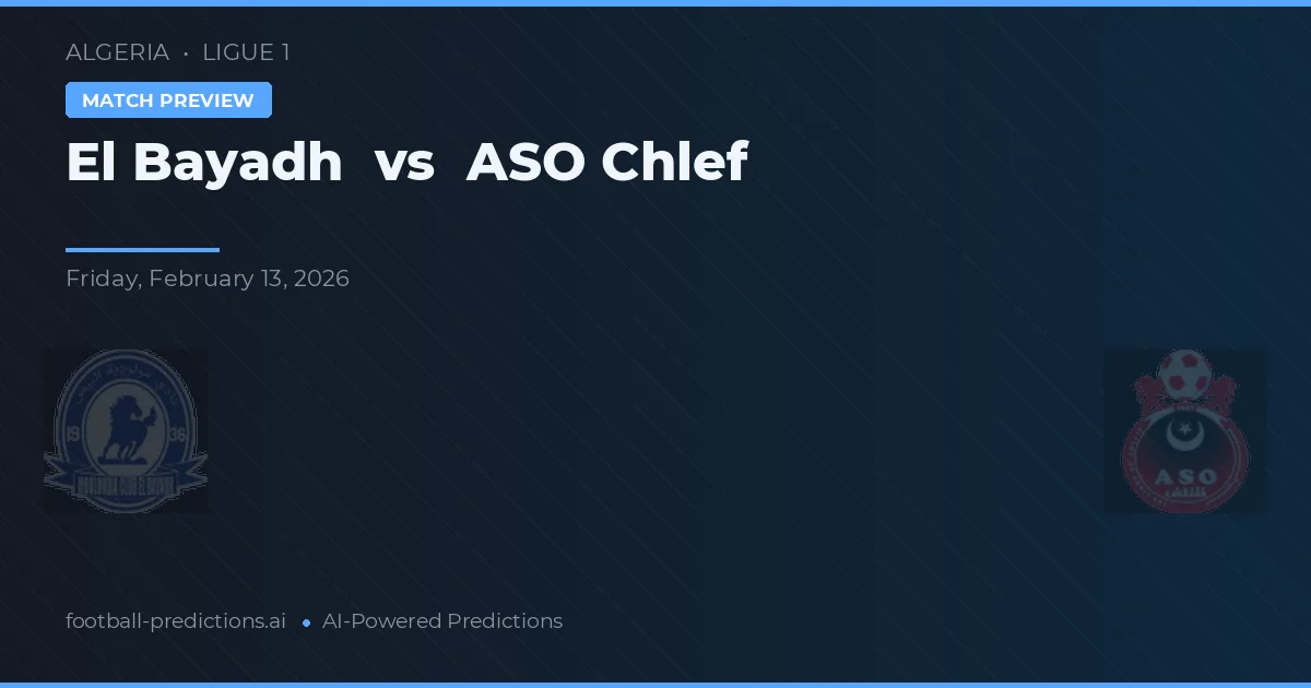 El Bayadh vs ASO Chlef — prognóstico e prévia do jogo