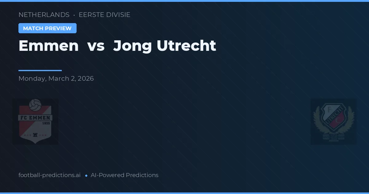 Emmen vs Jong Utrecht — prognóstico e prévia do jogo