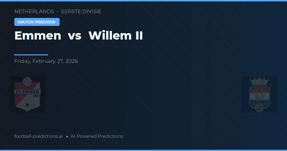 Emmen vs Willem II — prognóstico e prévia do jogo