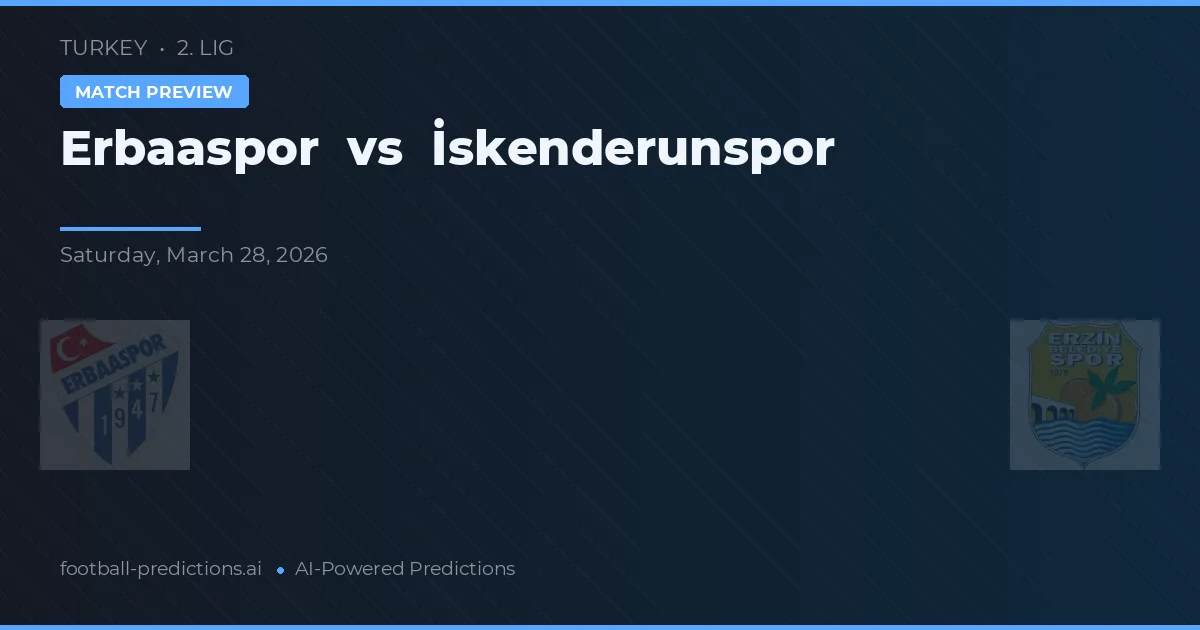 Erbaaspor vs İskenderunspor — prognóstico e prévia do jogo