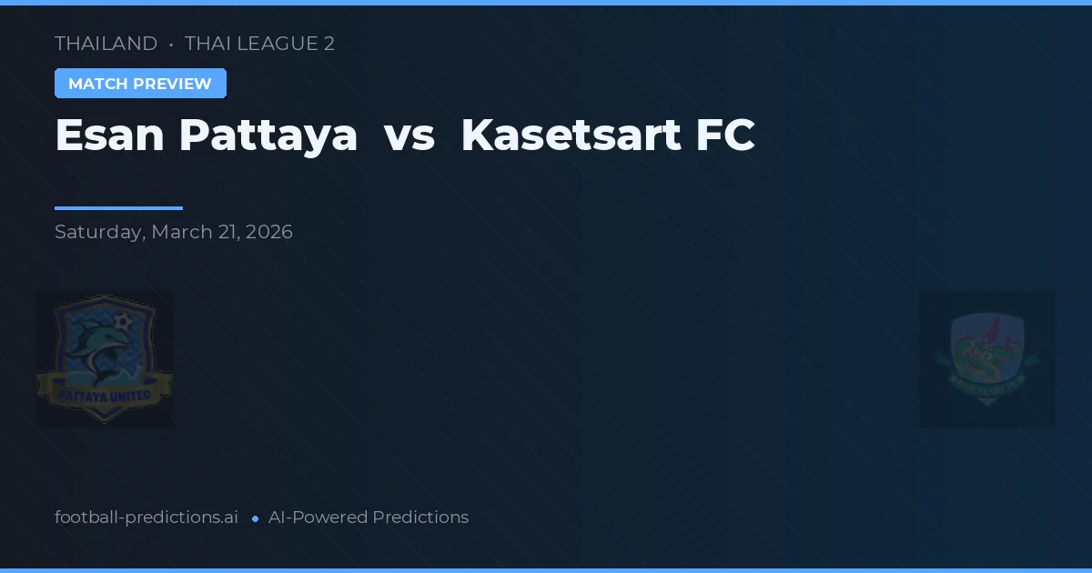 Esan Pattaya vs Kasetsart FC — prognóstico e prévia do jogo