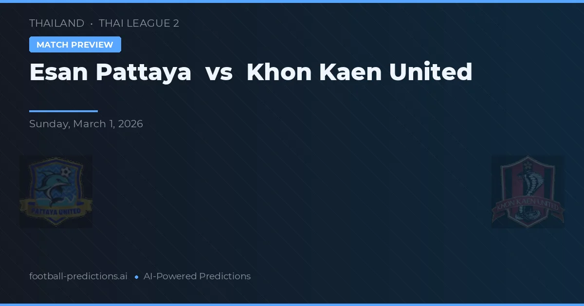 Esan Pattaya vs Khon Kaen United — prognóstico e prévia do jogo