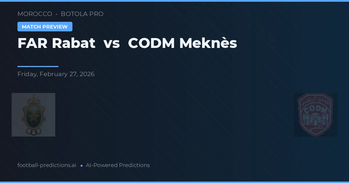 FAR Rabat vs COD Meknès — prognóstico e prévia do jogo