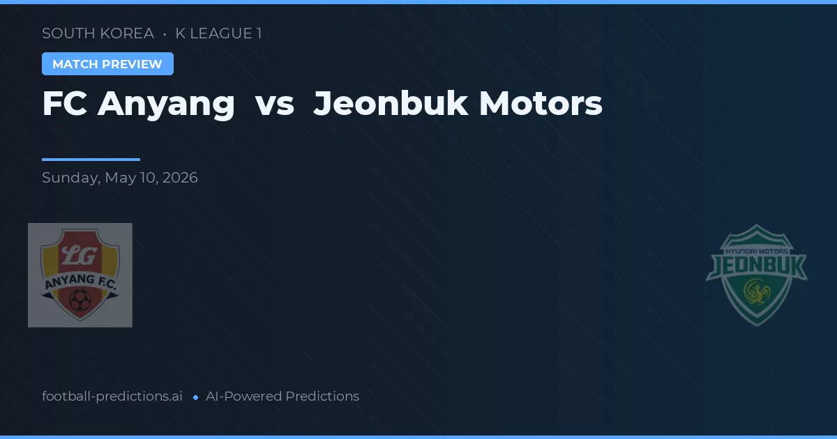 Anyang FC vs Jeonbuk Hyundai Motors — prognóstico e prévia do jogo