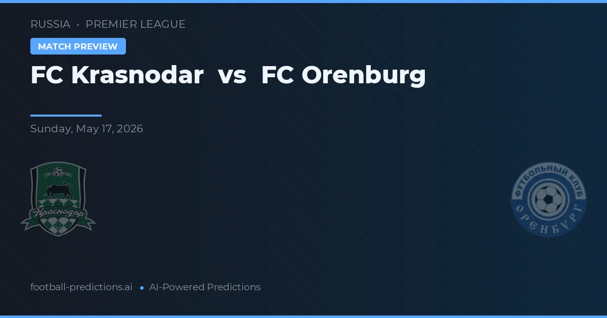 FC Krasnodar vs FC Orenburg — prognóstico e prévia do jogo